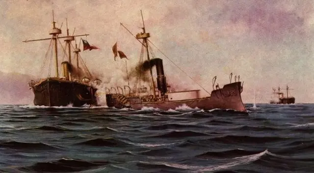 Combate de Angamos, enfrentamiento naval de la Guerra del Pacífico | Foto: Difusión/Pinterest