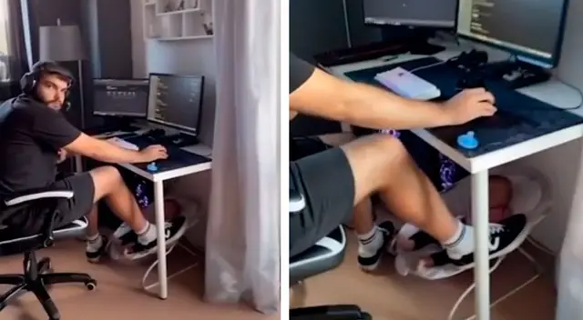 La ingeniosa manera en la que un padre juega Fortnite mientras hace dormir a su bebé