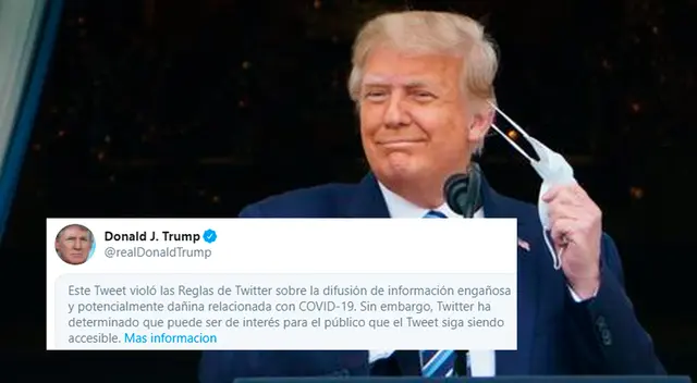 Twitter colocó un descargo de responsabilidad sobre el tweet de Donald Trump. Twitter colocó un descargo de responsabilidad sobre el tweet de Donald Trump.