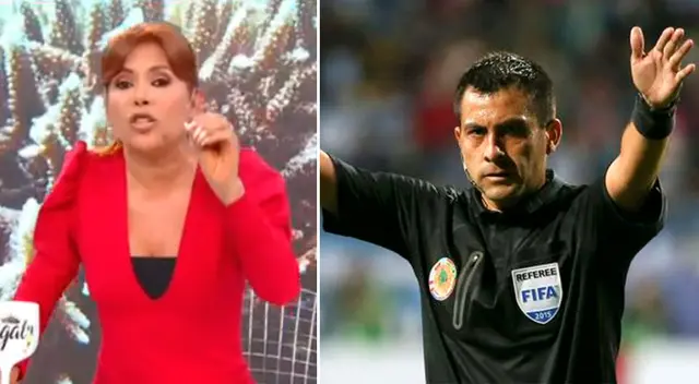 Magaly Medina molesta por el favoritismo del arbitro Julio Bascuñán para Brasil. Magaly Medina molesta por el favoritismo del arbitro Julio Bascuñán para Brasil.