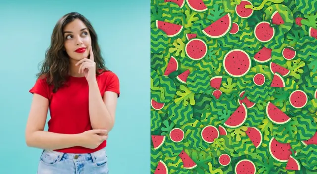 Reto viral: encuentra la serpiente camuflada entre las sandías.