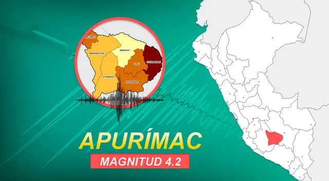 Sismo de 4.2 ocurrió en Apurímac a la 1:38 de la tarde de este domingo en Apurímac, según informó IGP. Sismo de 4.2 ocurrió en Apurímac a la 1:38 de la tarde de este domingo en Apurímac, según informó IGP.