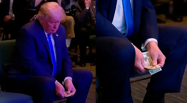 Donald Trump sacó algunos billetes de 20 dólares de su bolsillo y los contaba disimuladamente.
