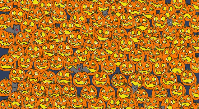 Reto viral: encuentra la calabaza sin nariz.