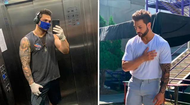 Pablo Heredia y Nicola Porcella en campaña de concientización contra el coronavirus.