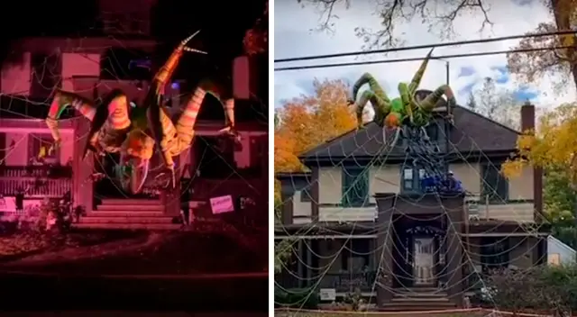 Hombre construye una araña gigante por Halloween Hombre construye una araña gigante por Halloween