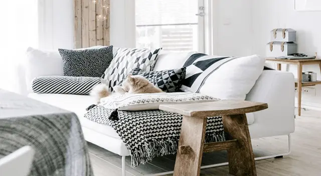 Colores relajantes, mantas y cojines que tú mismo puedes hacer.