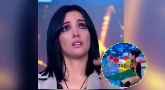La chica reality Rosángela Espinoza perdió el equilibrio en uno de los juegos de EEG y cayó fuertemente.