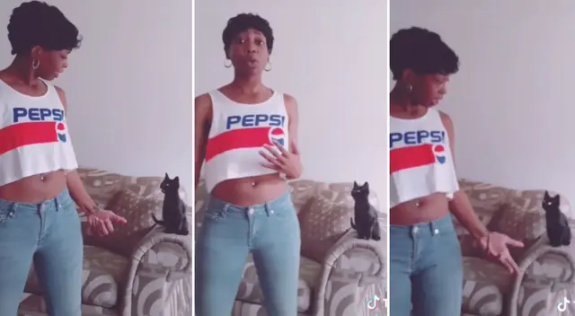 El gatito prestó atención a cada uno de los pasos de su dueña.