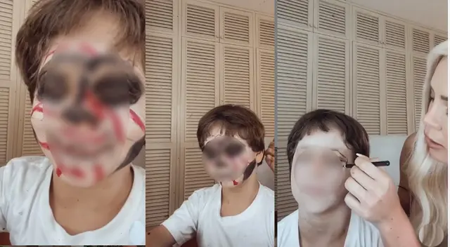 Sheyla Rojas celebra Halloween con divertido maquillaje a su hijo