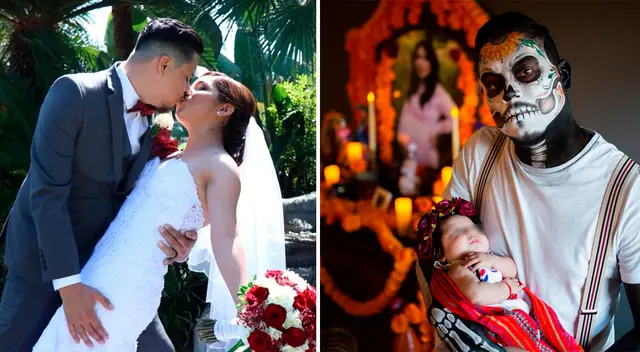 El padre de familia preparó un altar con ofrendas, flores y fotos, incluso se pintó de calavera. El padre de familia preparó un altar con ofrendas, flores y fotos, incluso se pintó de calavera.