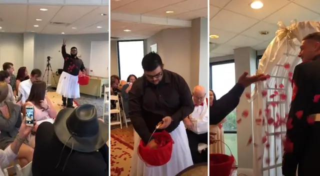 El joven utilizó un tutú para acompañar su disfraz. El joven utilizó un tutú para acompañar su disfraz.