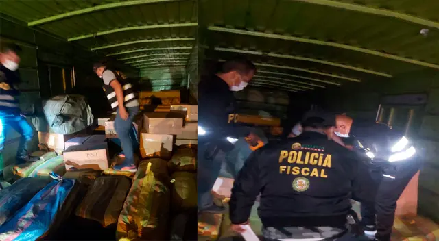 La PNP en pleno trabajo de inspección y posterior decomiso