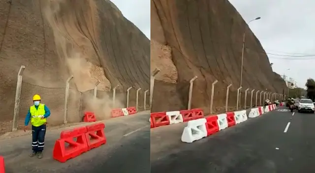 Se desprende piedras y tierra en el acantilado Se desprende piedras y tierra en el acantilado