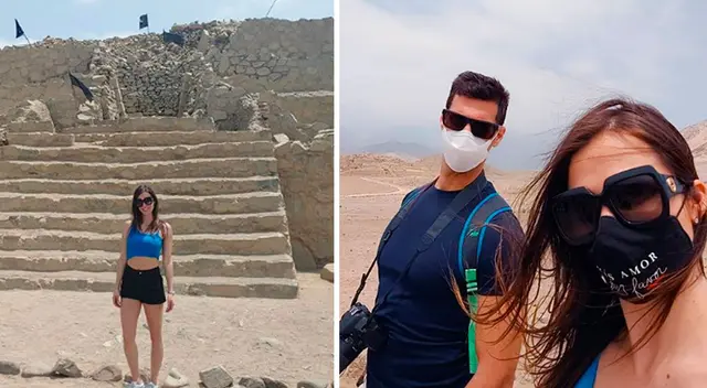 Maju Mantilla viajó junto a su esposo a Caral.