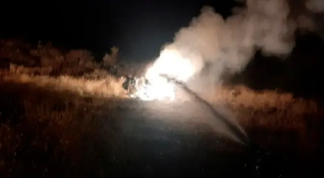 El estallido del helicóptero ruso dejó dos muertos y un herido. El estallido del helicóptero ruso dejó dos muertos y un herido.