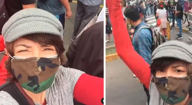 Tatiana Astengo se unió a la protesta en contra del nuevo presidente Manuel Merino.