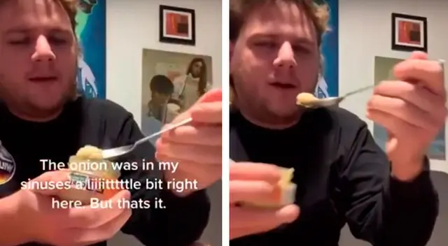 Hombre con coronavirus prueba sabores fuertes Hombre con coronavirus prueba sabores fuertes