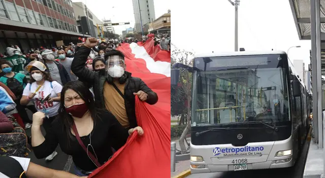 Desvían recorrido de los buses por marcha en contra de Manuel Merino.