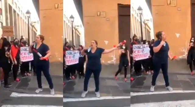 En el día ocho de las protestas, un grupo de manifestantes recorrían las calles del Centro Histórico de Lima.