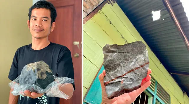 El hombre se encontraba en la sala de su casa cuando una roca del tamaño de una pelota de fútbol atravesó el techo de la terraza al borde de su sala.