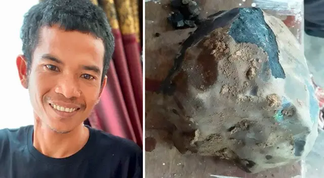 El hombre se encontraba en la sala de su casa cuando una roca del tamaño de una pelota de fútbol atravesó el techo de la terraza al borde de su sala.