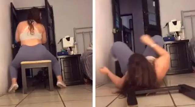 La muchacha nunca se imaginó que su silla terminaría por romperse. La muchacha nunca se imaginó que su silla terminaría por romperse.