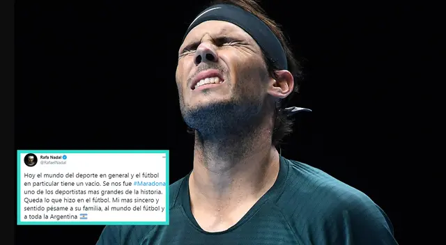 Rafael Nadal se pronuncia sobre la muerte de Maradona. Rafael Nadal se pronuncia sobre la muerte de Maradona.
