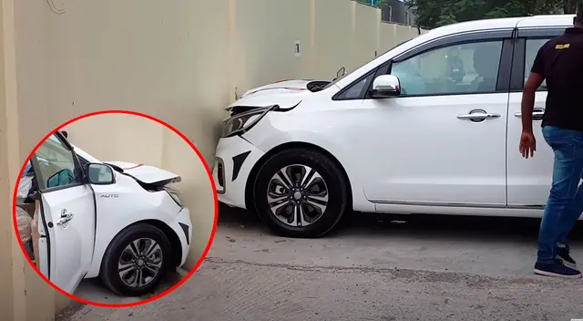 El hombre no pudo controlar su auto y terminó chocando. El hombre no pudo controlar su auto y terminó chocando.