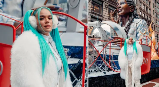 Karol G interpretó ‘Tusa’ y ‘Ay, Dios mío’ en desfile de Acción de gracias en New York