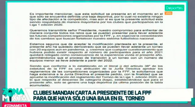 El documento fue expuesto por el programa Zona Mixta que va dirigida al presidente de FPF, Agustín Lozano.