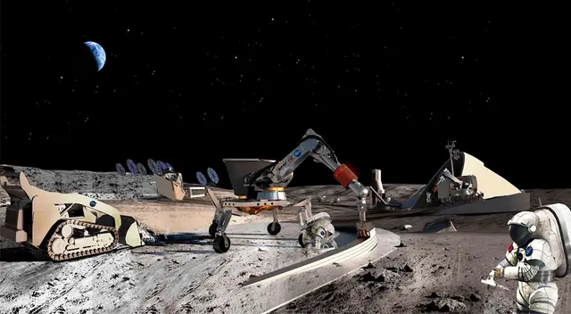 Representación de la NASA de una base permanente en la luna.