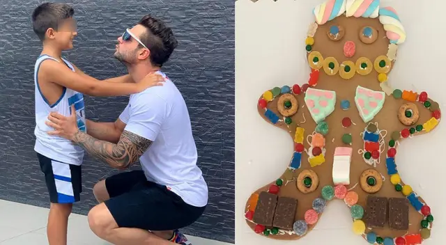 Nicola Porcella disfruta de la compañía de su hijo.