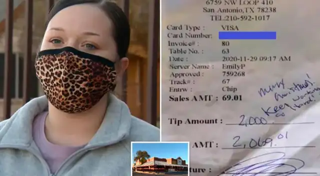 Mesera recibe propina de dos mil dólares y los dueños del restaurante se niegan a dárselo