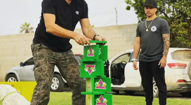 El exchico reality Mario Hart recreó uno de las competencias más conocidas de Combate en un paseo familiar este fin de semana.