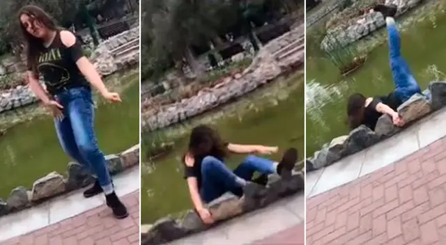 Un paso en falso terminó por hacerla caer a una laguna. Un paso en falso terminó por hacerla caer a una laguna.