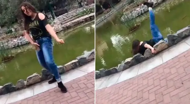 Un paso en falso terminó por hacerla caer a una laguna. Un paso en falso terminó por hacerla caer a una laguna.