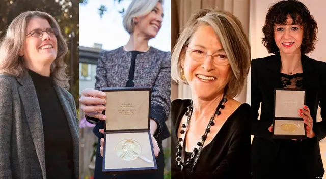 Premios Nobel: Andrea Ghez, de Física; Jennifer Doudna, de Química; Louise Glück, de Literatura; Emmanuelle Charpentier, de Química.