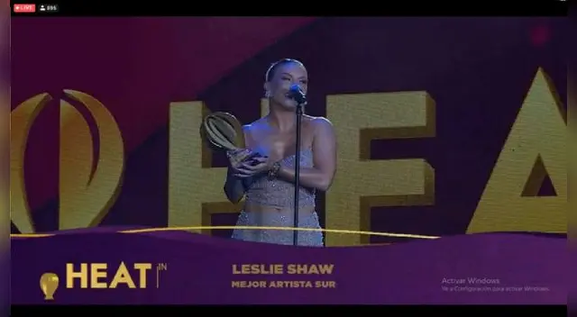Leslie Shaw ganó a 'Mejor artista sur' en los Premios Heat. Leslie Shaw ganó a 'Mejor artista sur' en los Premios Heat.