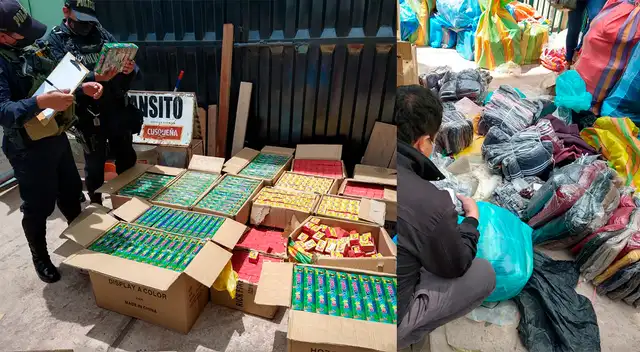 Las autoridades hallaron la mercadería ilegal camuflada debajo de costales con moraya y chuño.