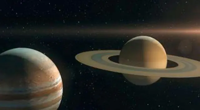 Júpiter aparecerá más brillante y será fácilmente visible. Saturno será un poco más débil y aparecerá un poco arriba y a la izquierda de Júpiter Júpiter aparecerá más brillante y será fácilmente visible. Saturno será un poco más débil y aparecerá un poco arriba y a la izquierda de Júpiter