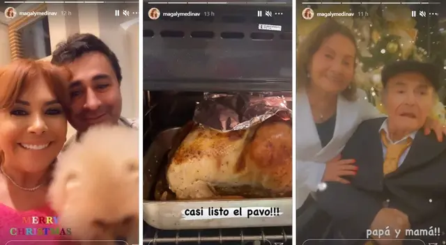 Magaly Medina en Instagram contó que pasó Navidad con sus padres y les preparó un delicioso platillo de pavo con relleno.