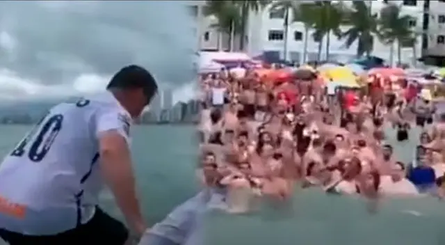 Esta no sería la primera vez, que Bolsonaro provoca una aglomeración en Praia Grande. Esta no sería la primera vez, que Bolsonaro provoca una aglomeración en Praia Grande.