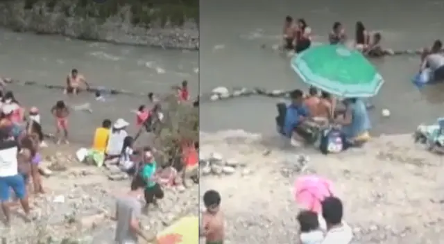 Cientos de personas en la ribera de río Lurín. Cientos de personas en la ribera de río Lurín.