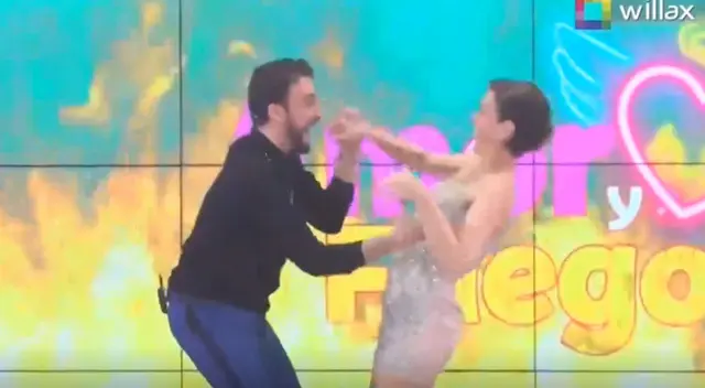 Rodrigo González y Gigi Mitre nunca imaginaron que el piso estaba encerado.