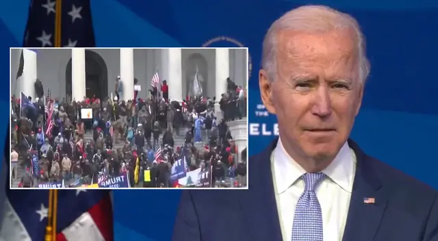 Joe Biden dejó un contundente mensaje después de que seguidores de Donald Trump irrumpieran el Congreso | Foto: EFE/composición