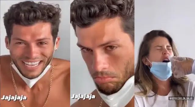 Patricio Parodi y Flavia Laos lloran al someterse a un Hisopado.