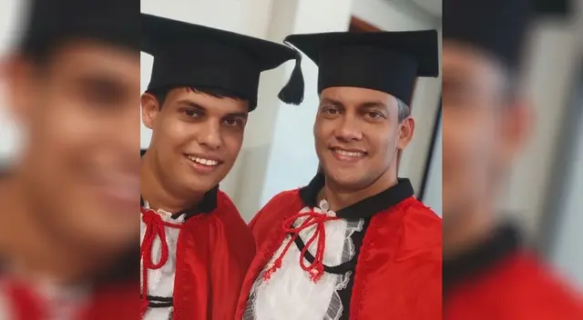 Lucas Weberling y su padre Luis Felipe Soares en hermoso retrato de graduación.