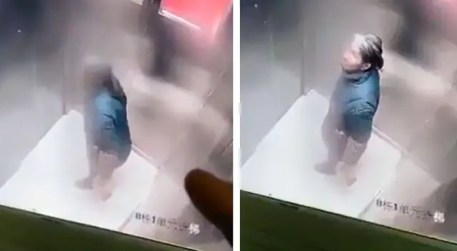 Anciana es captada arrojando su flema en la puerta de un ascensor en China Anciana es captada arrojando su flema en la puerta de un ascensor en China