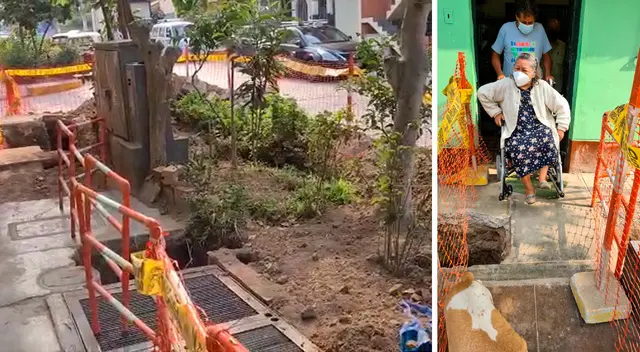 Abuelitos temen que ocurra un grave accidente debido a las zanjas que se encuentran en la puerta de su domicilio.